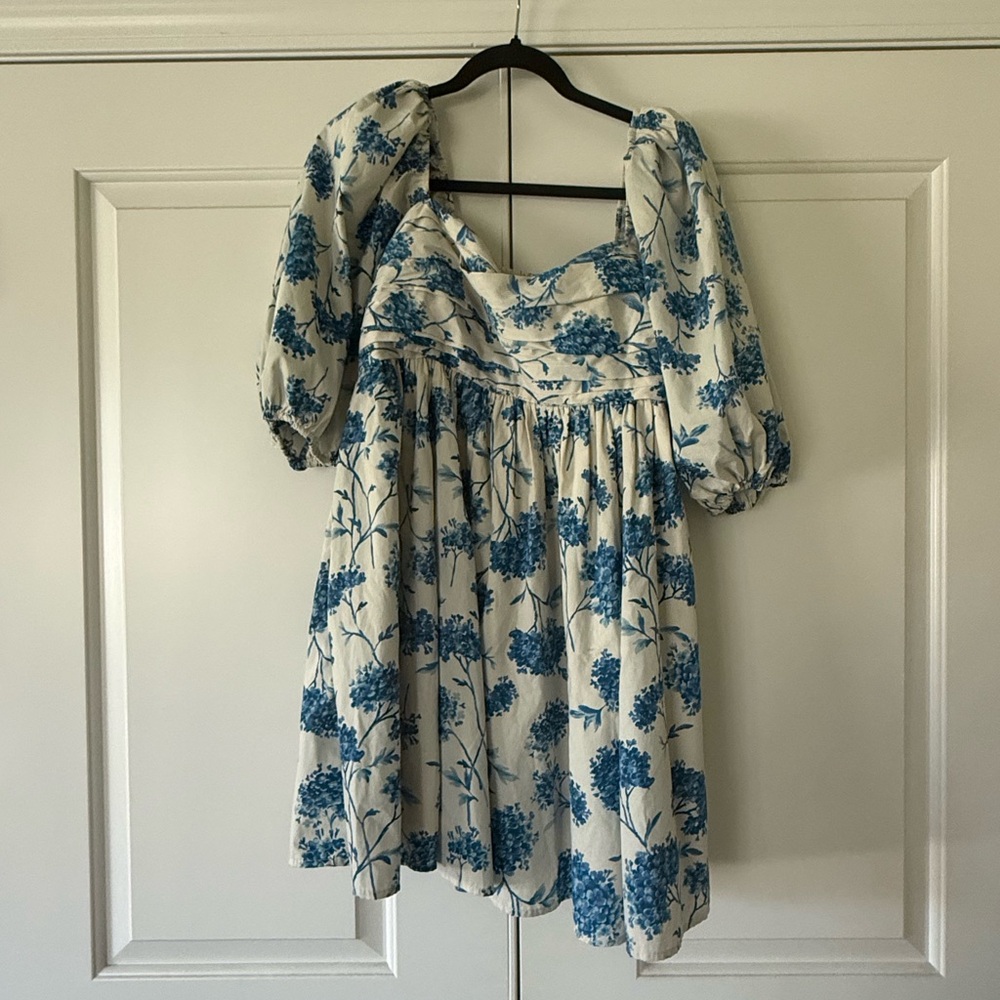 Blue floral smocked dress